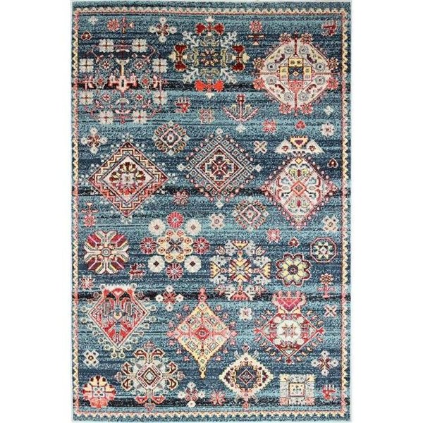 Bashian Bashian D113-TE-4X6-MH124 3 ft. 6 in. x 5 ft. 6 in. Dakota Transitional Polypropylene Power Loom Area Rug; Teal D113-TE-4X6-MH124